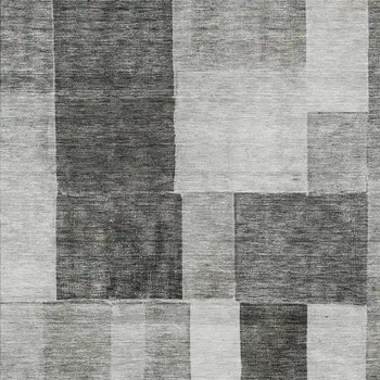 5' X 8' Pewter And Black Geometric Washable Indoor Outdoor Area Rug