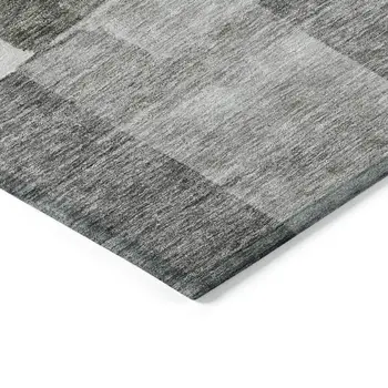 10' X 14' Pewter And Black Geometric Washable Indoor Outdoor Area Rug