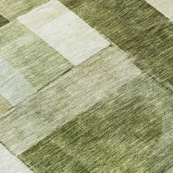 8' Sage And Fern Green Round Geometric Washable Indoor Outdoor Area Rug