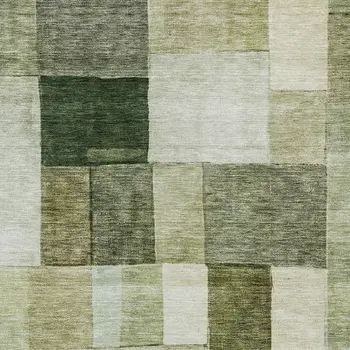 9' X 12' Sage And Fern Green Geometric Washable Indoor Outdoor Area Rug