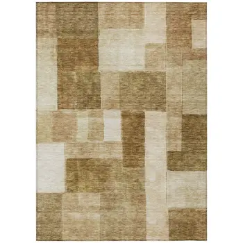 3' X 5' Terra Cotta Beige And Brown Geometric Washable Indoor Outdoor Area Rug