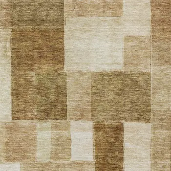 5' X 8' Terra Cotta Beige And Brown Geometric Washable Indoor Outdoor Area Rug