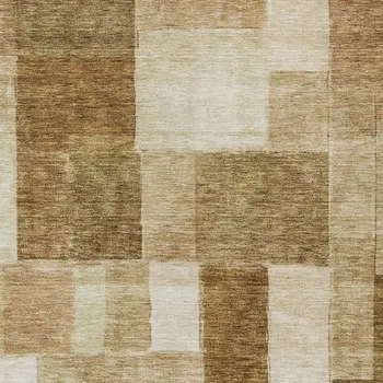 8' X 10' Terra Cotta Beige And Brown Geometric Washable Indoor Outdoor Area Rug