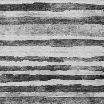 3' X 5' Charcoal And Gray Striped Washable Indoor Outdoor Area Rug