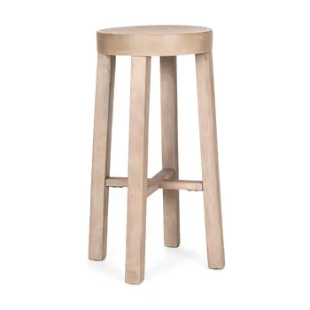 30" Natural Solid Wood Backless Bar Height Bar Chair