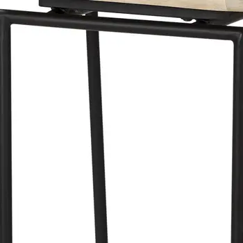 31" Natural and Black Solid Wood and Metal Low Back Bar Height Bar Chair
