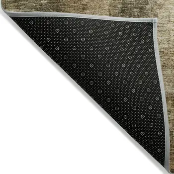 5' X 8' Linen Black And Copper Abstract Washable Indoor Outdoor Area Rug