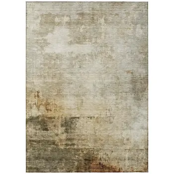 10' X 14' Linen Black And Copper Abstract Washable Indoor Outdoor Area Rug
