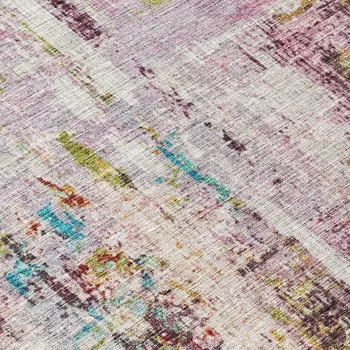 9' X 12' Lavender Green And Blue Abstract Washable Indoor Outdoor Area Rug