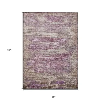 3' X 5' Blush Brown And Beige Abstract Washable Indoor Outdoor Area Rug