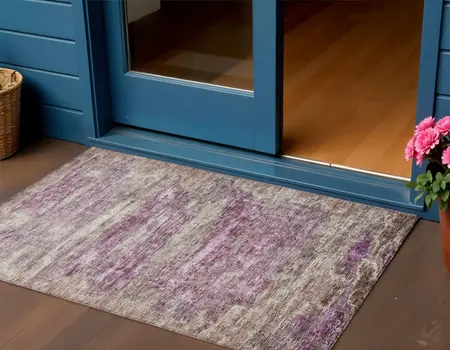 3' X 5' Blush Brown And Beige Abstract Washable Indoor Outdoor Area Rug
