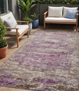 5' X 8' Blush Brown And Beige Abstract Washable Indoor Outdoor Area Rug
