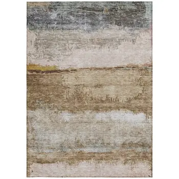 5' X 8' Beige Brown And Gray Abstract Washable Indoor Outdoor Area Rug