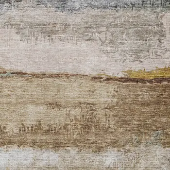 10' X 14' Beige Brown And Gray Abstract Washable Indoor Outdoor Area Rug