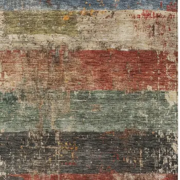 9' X 12' Fern Green Black And Terra Cotta Striped Washable Indoor Outdoor Area Rug