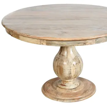 48" Natural Solid Wood Pedestal Base Round Top Dining Table