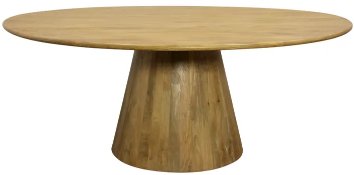 72" Natural Solid Wood Pedestal Base Round Top Dining Table