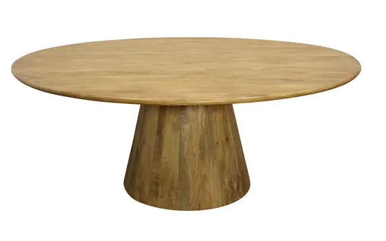 72" Natural Solid Wood Pedestal Base Round Top Dining Table