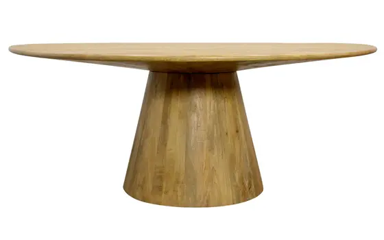 72" Natural Solid Wood Pedestal Base Round Top Dining Table