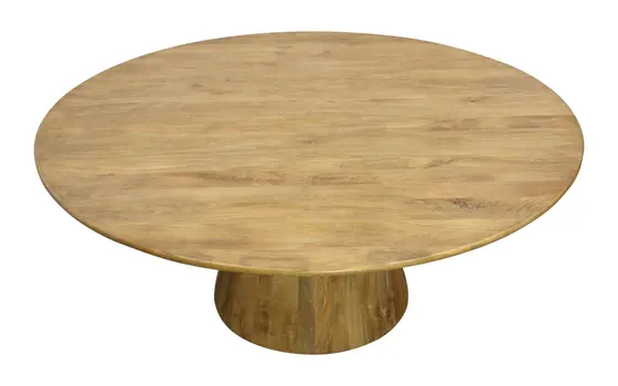 72" Natural Solid Wood Pedestal Base Round Top Dining Table