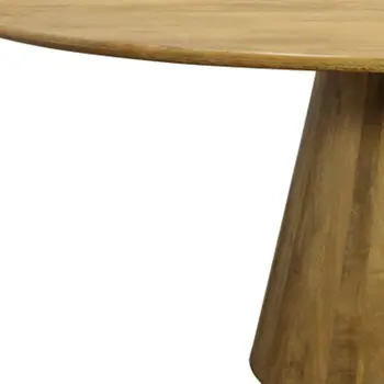 72" Natural Solid Wood Pedestal Base Round Top Dining Table