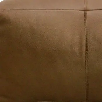 22" Brown Genuine Leather Pouf Ottoman