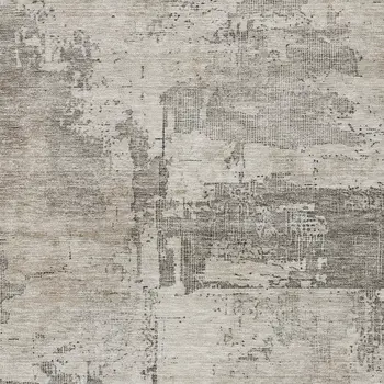5' X 8' Linen And Gray Abstract Washable Indoor Outdoor Area Rug