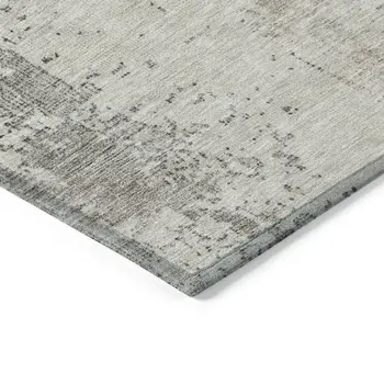 8' X 10' Linen And Gray Abstract Washable Indoor Outdoor Area Rug