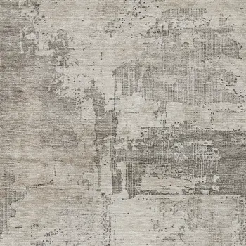 9' X 12' Linen And Gray Abstract Washable Indoor Outdoor Area Rug