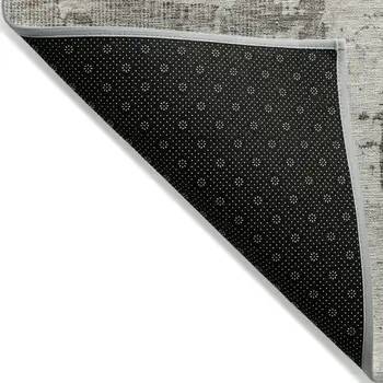 10' X 14' Linen And Gray Abstract Washable Indoor Outdoor Area Rug