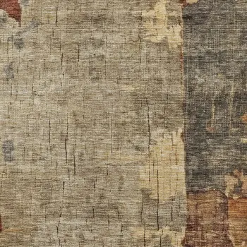 3' X 5' Khaki Charcoal And Terra Cotta Abstract Washable Indoor Outdoor Area Rug