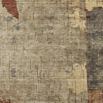 5' X 8' Khaki Charcoal And Terra Cotta Abstract Washable Indoor Outdoor Area Rug