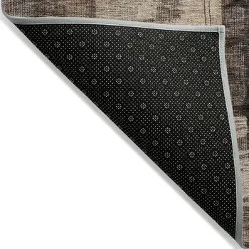 3' X 5' Brown Black And Tan Abstract Washable Indoor Outdoor Area Rug