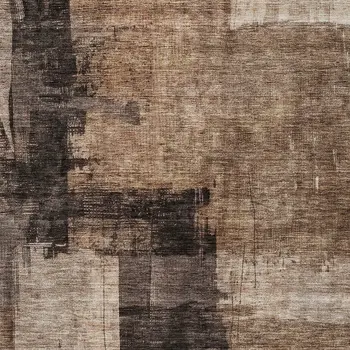 5' X 8' Brown Black And Tan Abstract Washable Indoor Outdoor Area Rug
