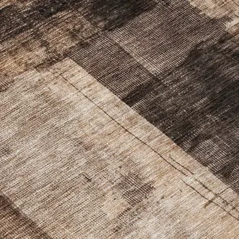 8' Brown Black And Tan Round Abstract Washable Indoor Outdoor Area Rug