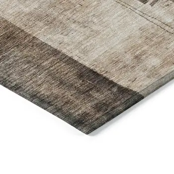 10' X 14' Brown Black And Tan Abstract Washable Indoor Outdoor Area Rug