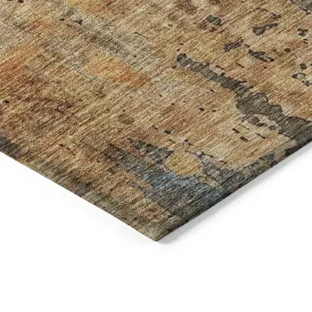 3' X 5' Copper And Brown Abstract Washable Indoor Outdoor Area Rug