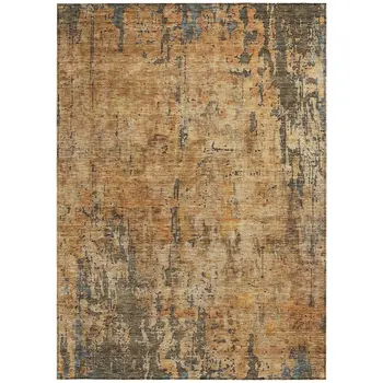 5' X 8' Copper And Brown Abstract Washable Indoor Outdoor Area Rug