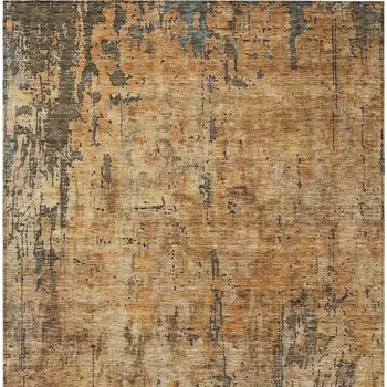 8' X 10' Copper And Brown Abstract Washable Indoor Outdoor Area Rug