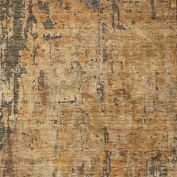 8' X 10' Copper And Brown Abstract Washable Indoor Outdoor Area Rug