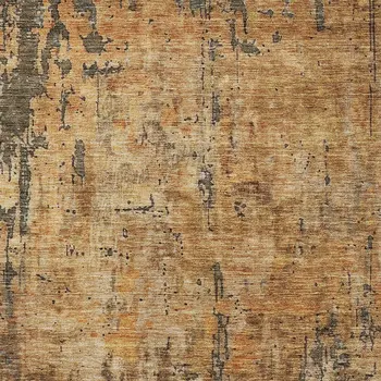 9' X 12' Copper And Brown Abstract Washable Indoor Outdoor Area Rug