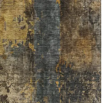 9' X 12' Gray Brown And Gold Abstract Washable Indoor Outdoor Area Rug