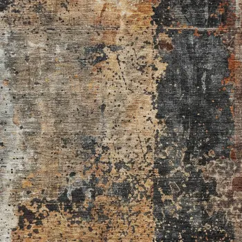 8' X 10' Copper And Black Abstract Washable Indoor Outdoor Area Rug