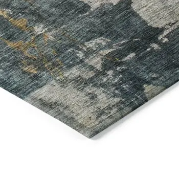9' X 12' Taupe Blue And Lavender Abstract Washable Indoor Outdoor Area Rug
