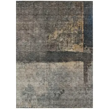 3' X 5' Coffee Black And Beige Abstract Washable Indoor Outdoor Area Rug