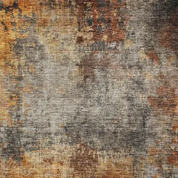 9' X 12' Copper Terra Cotta And Black Abstract Washable Indoor Outdoor Area Rug