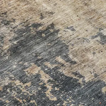 8' Khaki Gray And Copper Round Abstract Washable Indoor Outdoor Area Rug