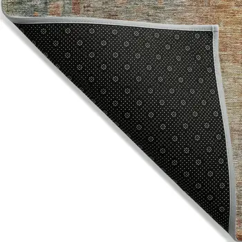 8' X 10' Tan Copper And Terra Cotta Abstract Washable Indoor Outdoor Area Rug