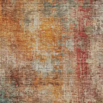 8' X 10' Tan Copper And Terra Cotta Abstract Washable Indoor Outdoor Area Rug