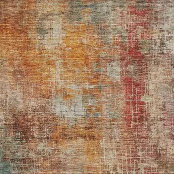 9' X 12' Tan Copper And Terra Cotta Abstract Washable Indoor Outdoor Area Rug